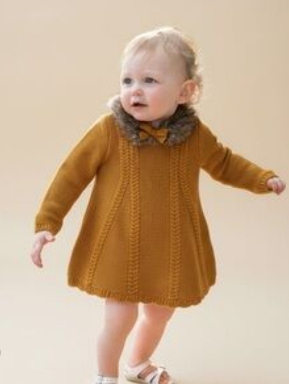 NWT Christian Siriano Baby Knit Dress with Faux Fur Collar ~3-6M